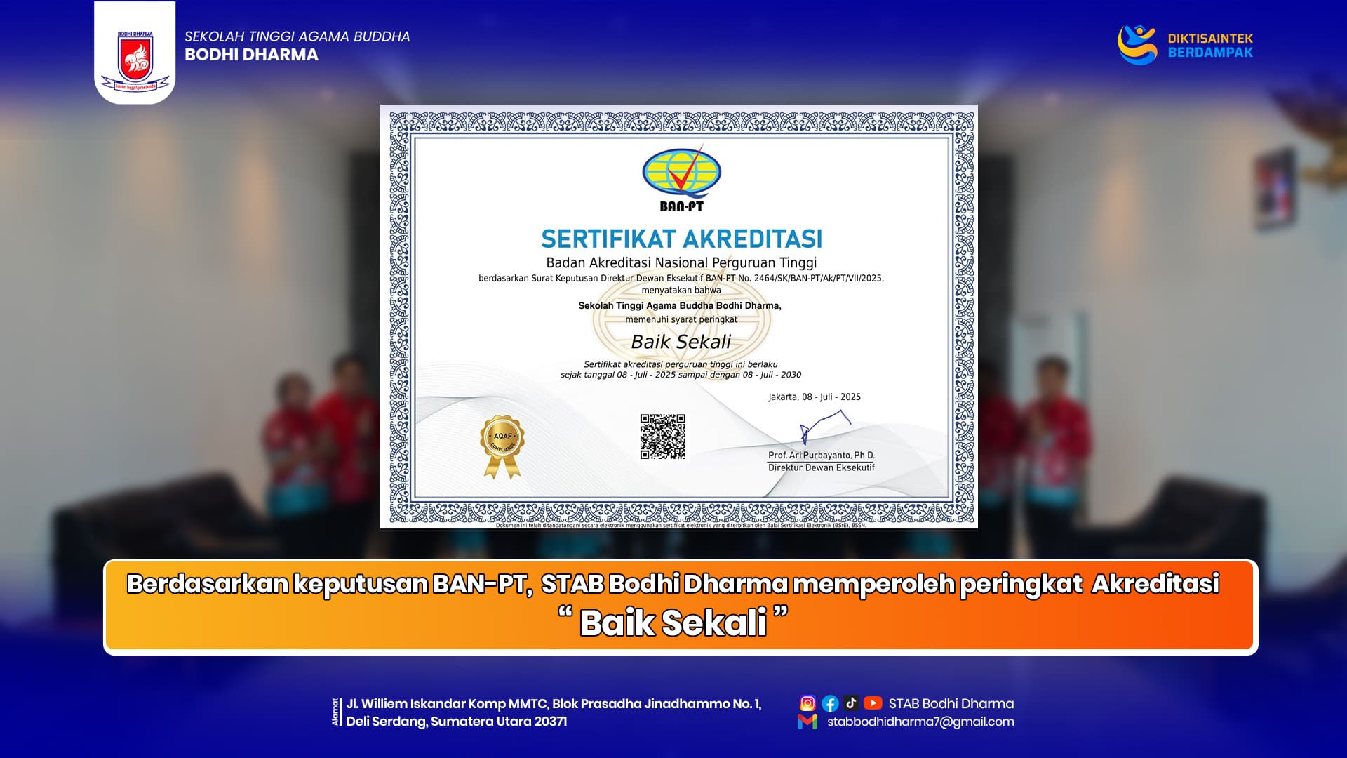  STAB Bodhi Dharma Sukses Laksanakan Asesmen Lapangan Akreditasi Institusi, Raih Predikat “Baik Sekali”